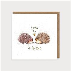 Hogs and kisses hedgehog card 